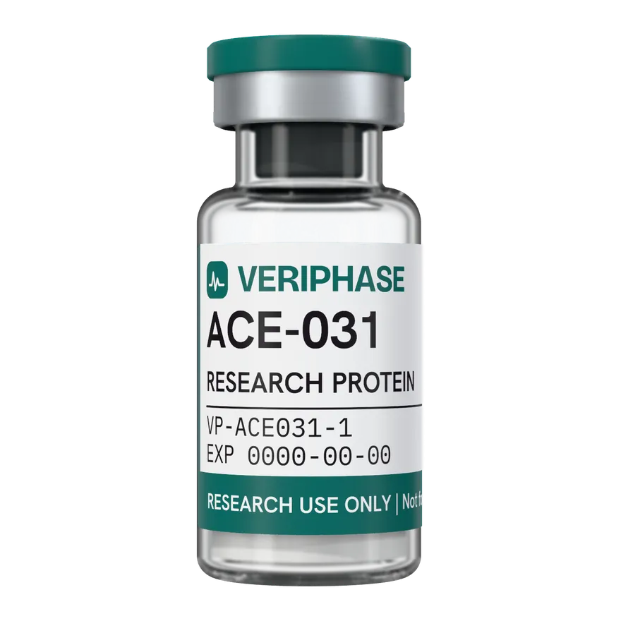 ACE-031, 1 mg: immagine illustrativa di un flaconcino VERIPHASE in arrivo, senza lotto assegnato