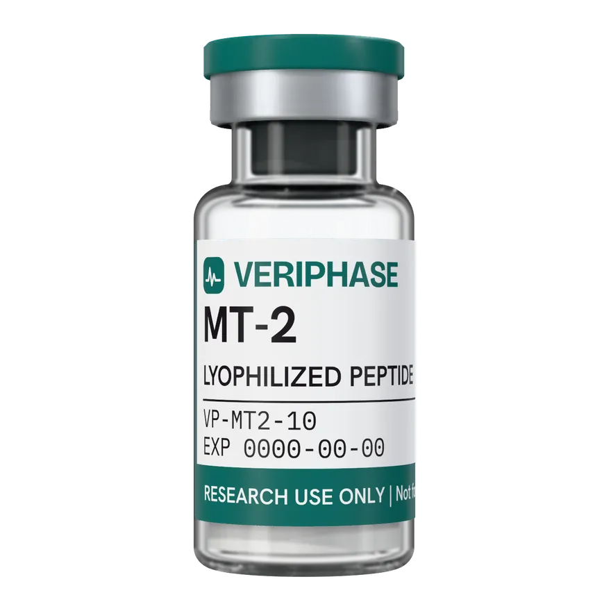 MT-2, 10 mg: illustrative VERIPHASE coming-soon vial, no assigned lot