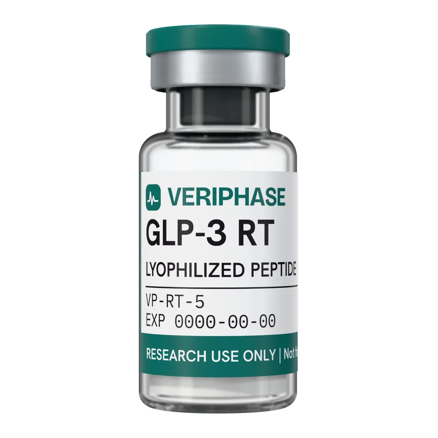 Retatrutide (GLP-3 RT), 5 mg: immagine illustrativa di un flaconcino VERIPHASE in arrivo, senza lotto assegnato